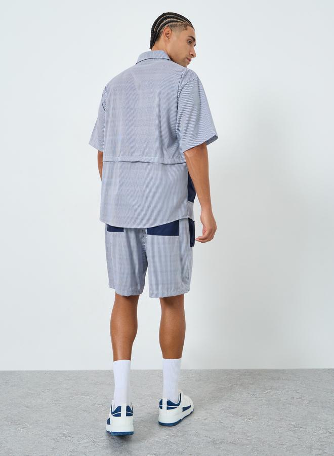 Styli Men Oversized Contrast Patch Pockets Shirt and Shorts Co-Ords - Image 5